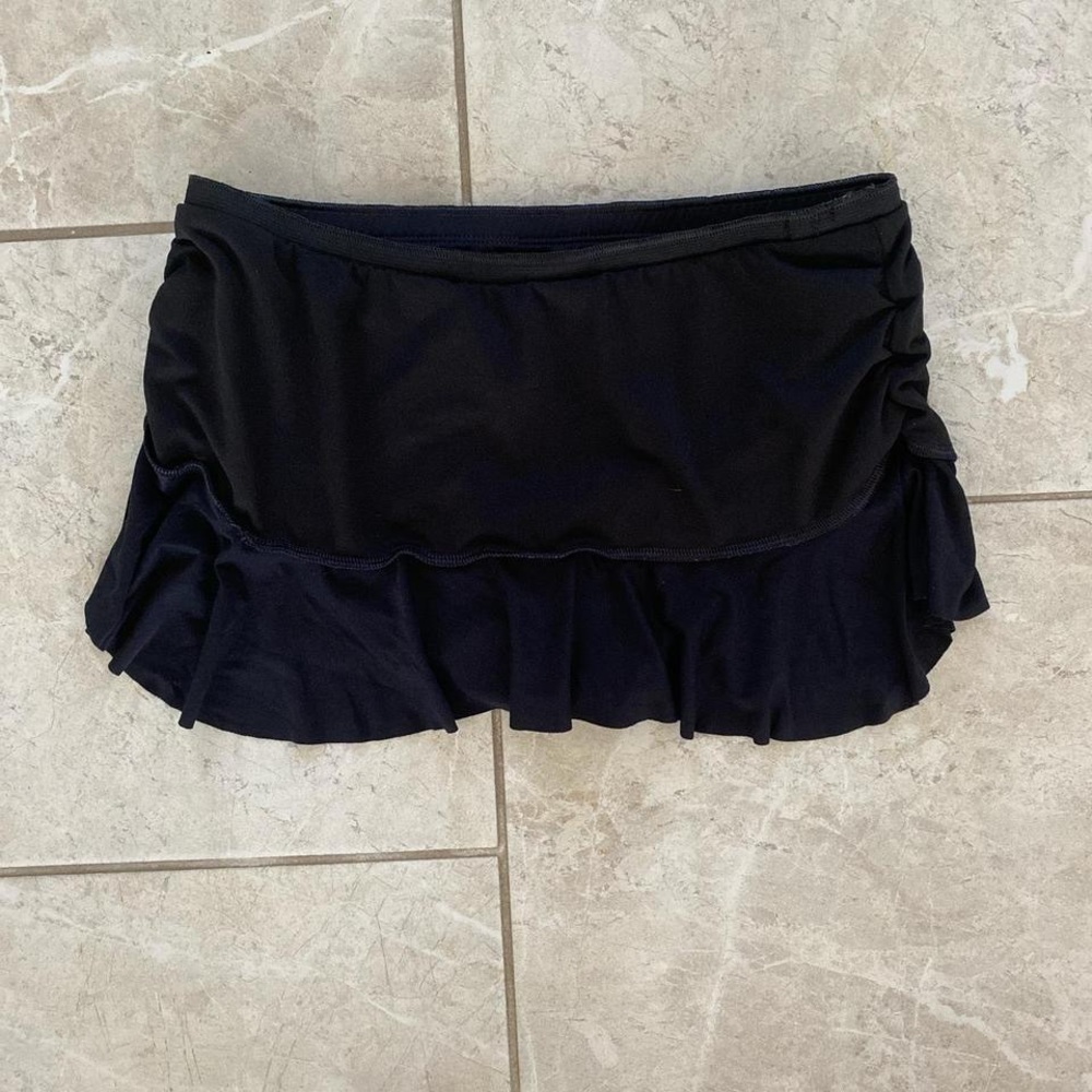 Black Ruffle Mini Swim Skort